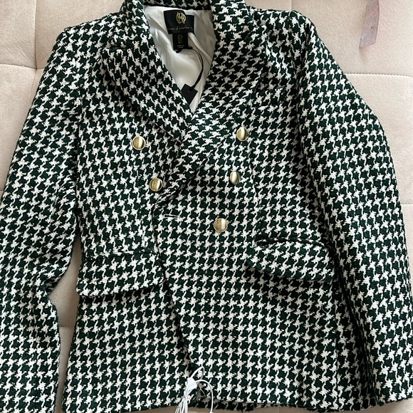 House of Harlow houndstooth tweed blazer metallic fabric Small - Picture 1 of 8